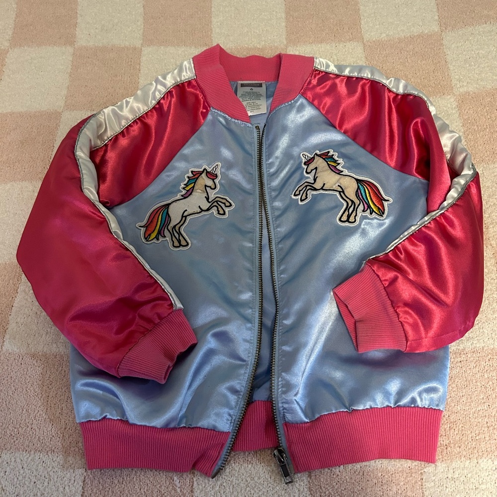 Girls Bomber Jacket Unicorn Size 6